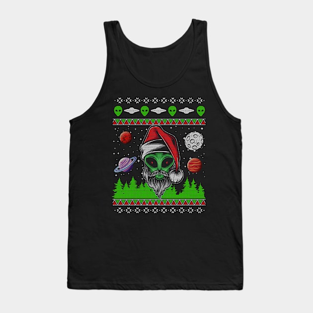 Alien ET UFO Ugly Christmas Sweater Tank Top by Area51Merch